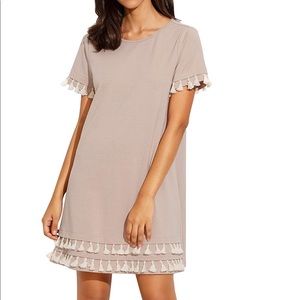 NWOT cotton blush pink tassel shift tunic dress